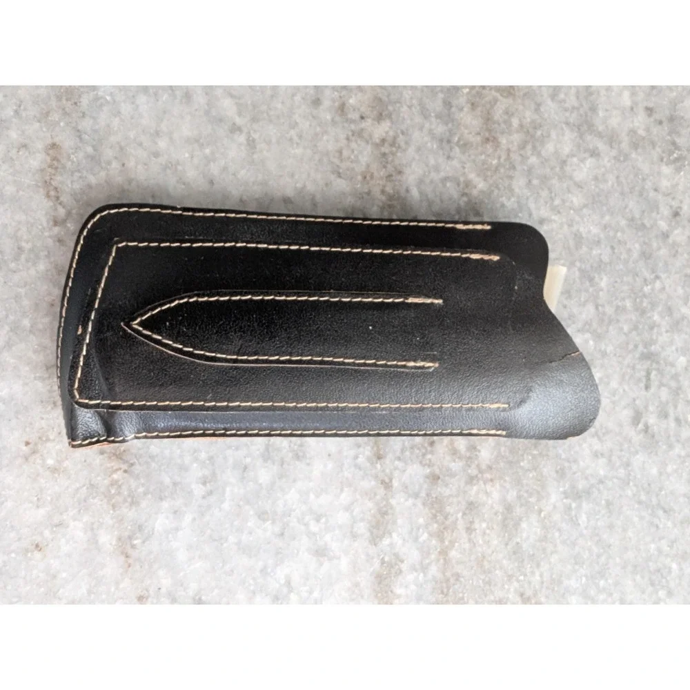 Black Leather‎ Pouch With Snap, Made In Germany With A Small Bristle Brush